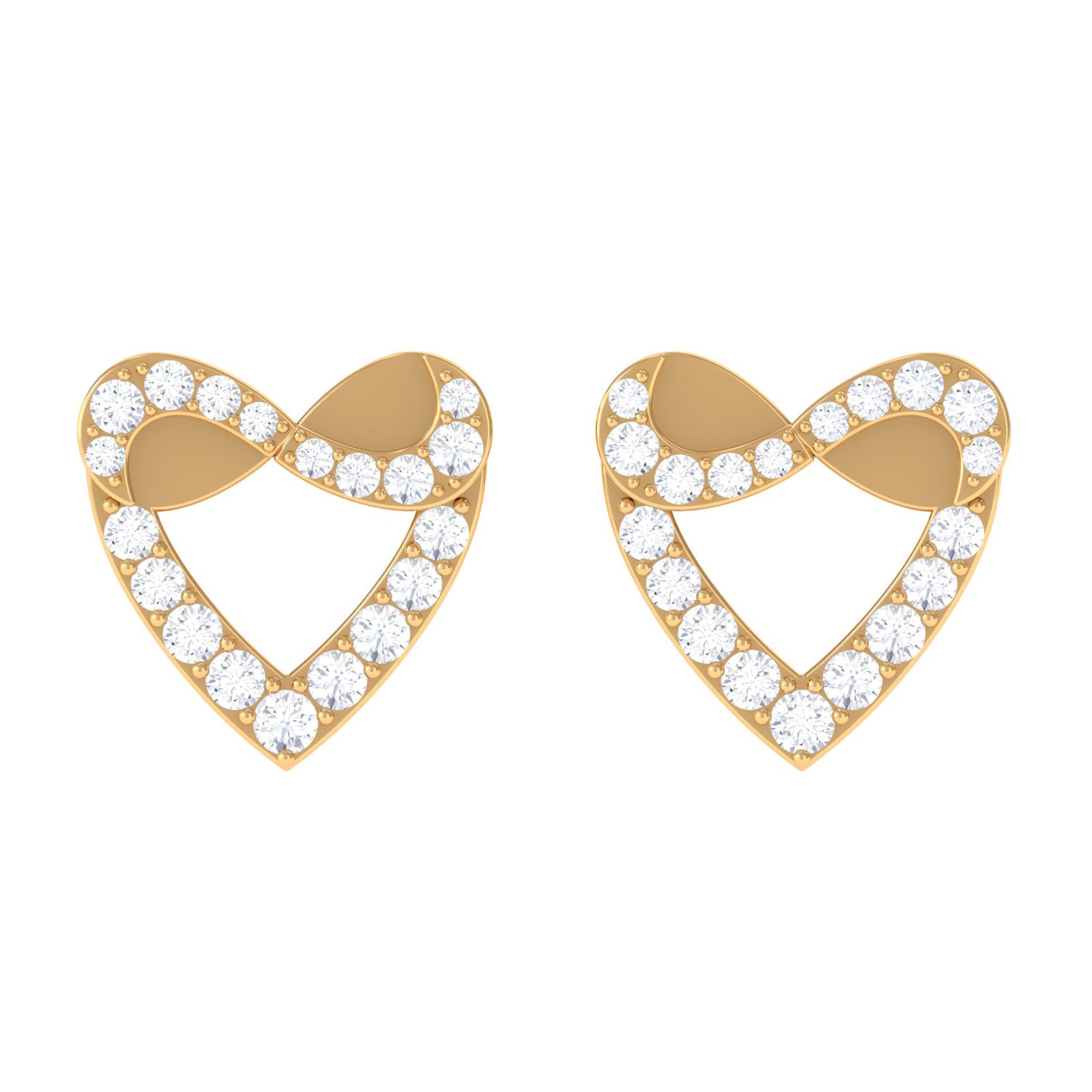Round Diamond Infinity Heart Stud Earrings
