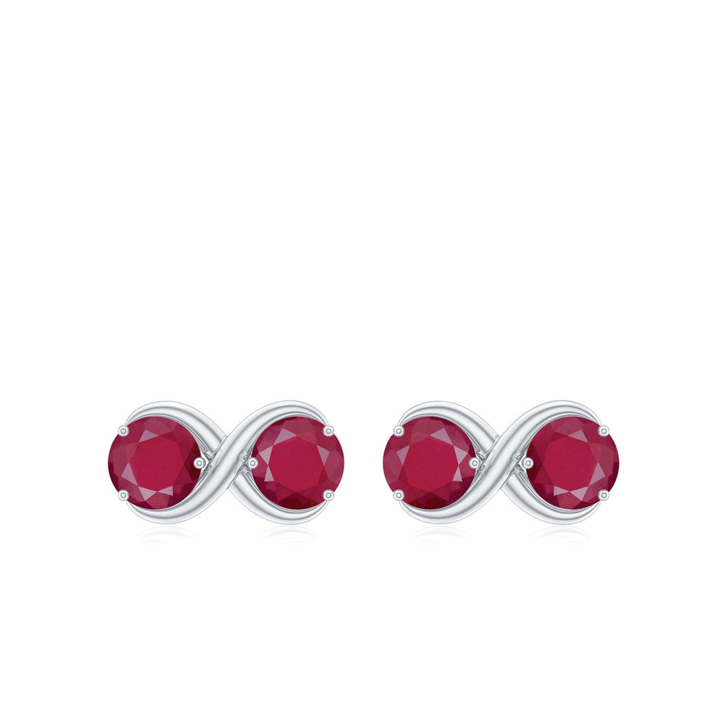 Genuine Ruby Two Stone Infinity Stud Earrings