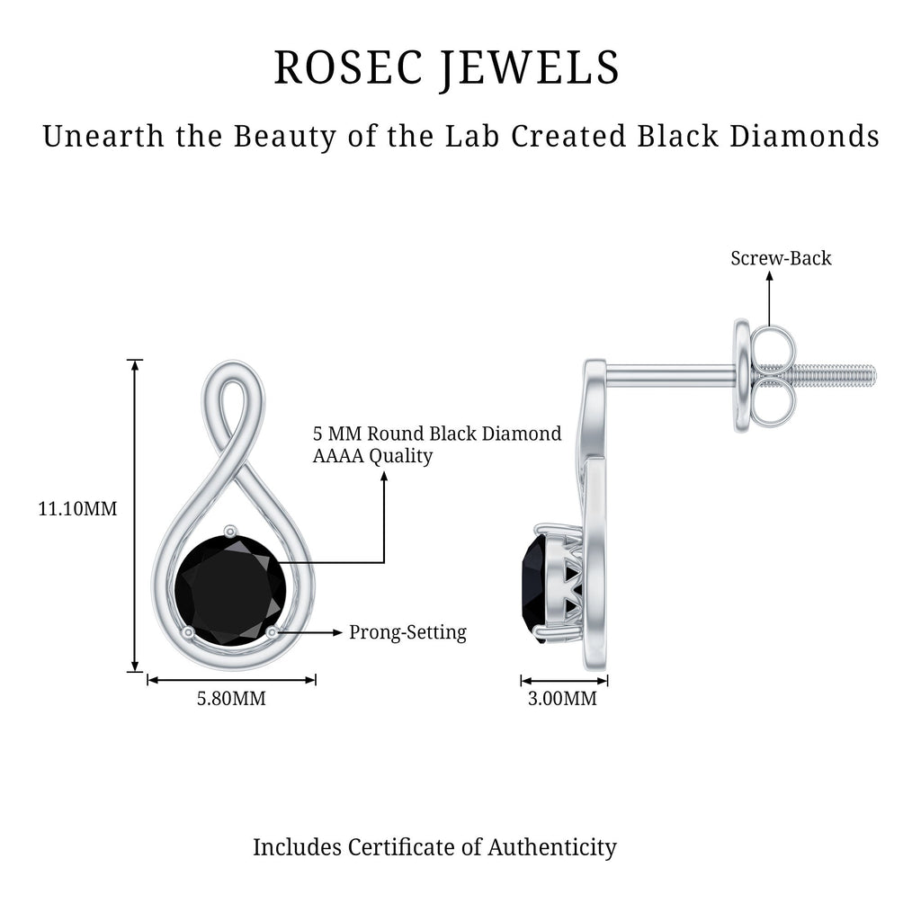 1.6 Carat Solitaire Lab Created Black Diamond Infinity Stud Earrings
