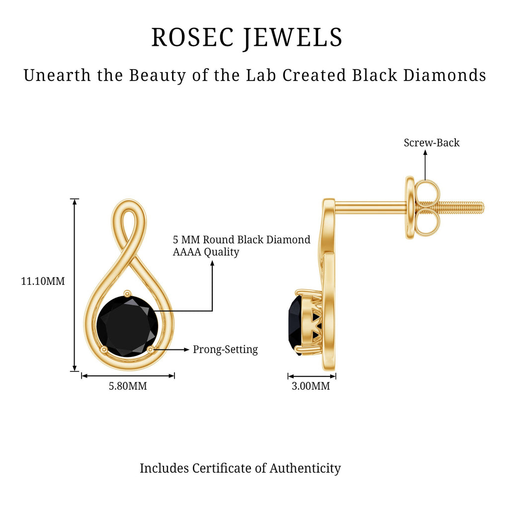 1.6 Carat Solitaire Lab Created Black Diamond Infinity Stud Earrings