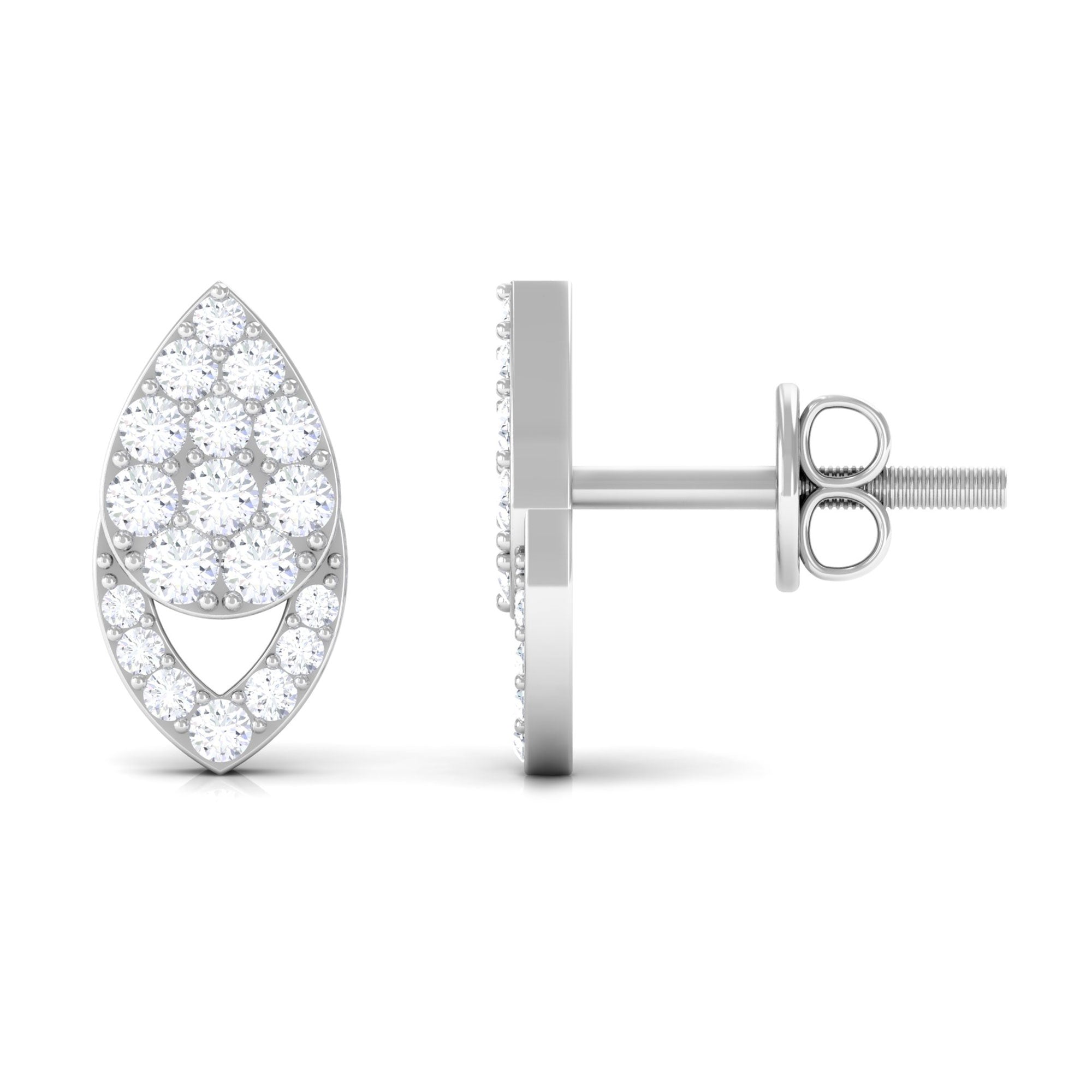 Round Cut Natural Diamond Unique Stud Earrings