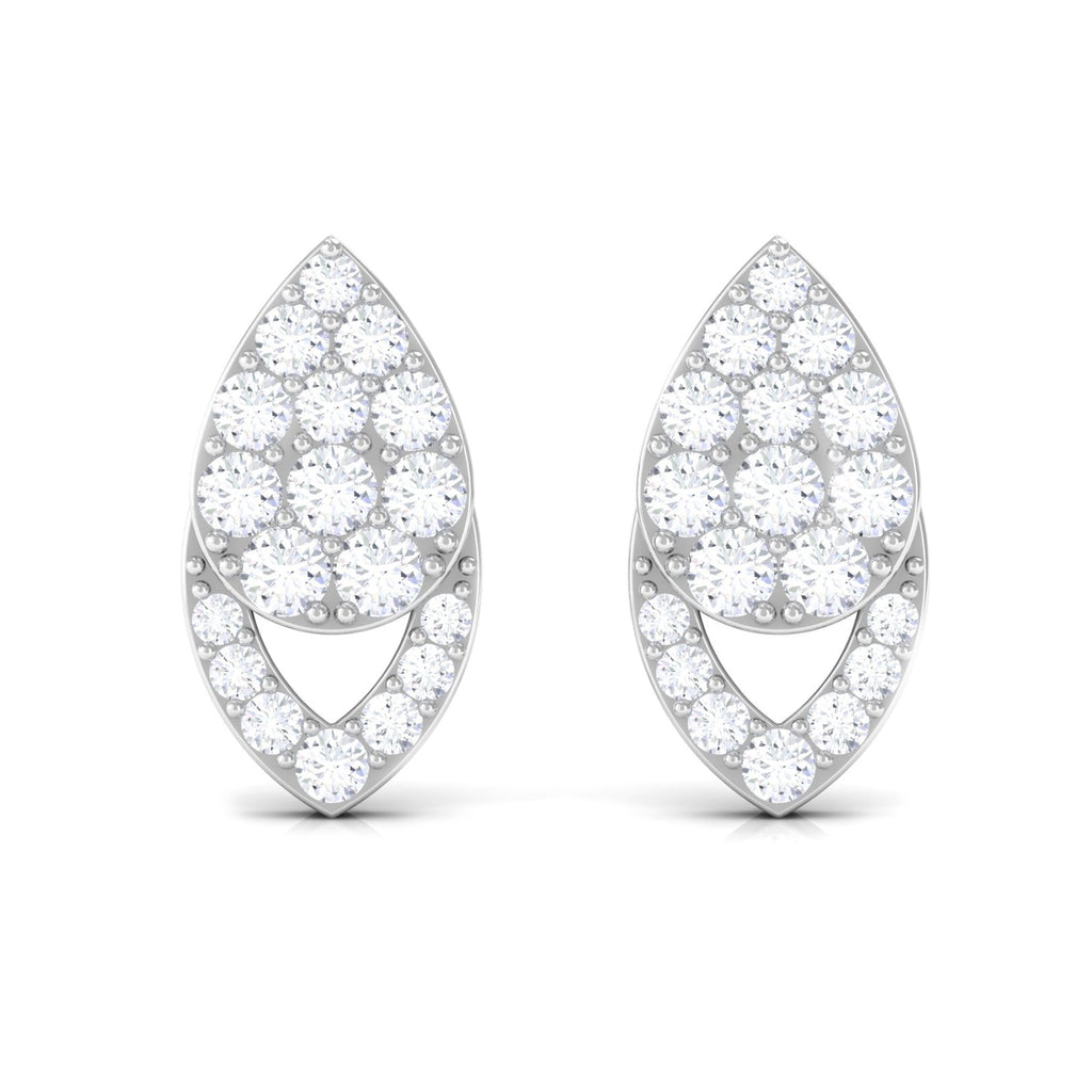 Round Cut Natural Diamond Unique Stud Earrings