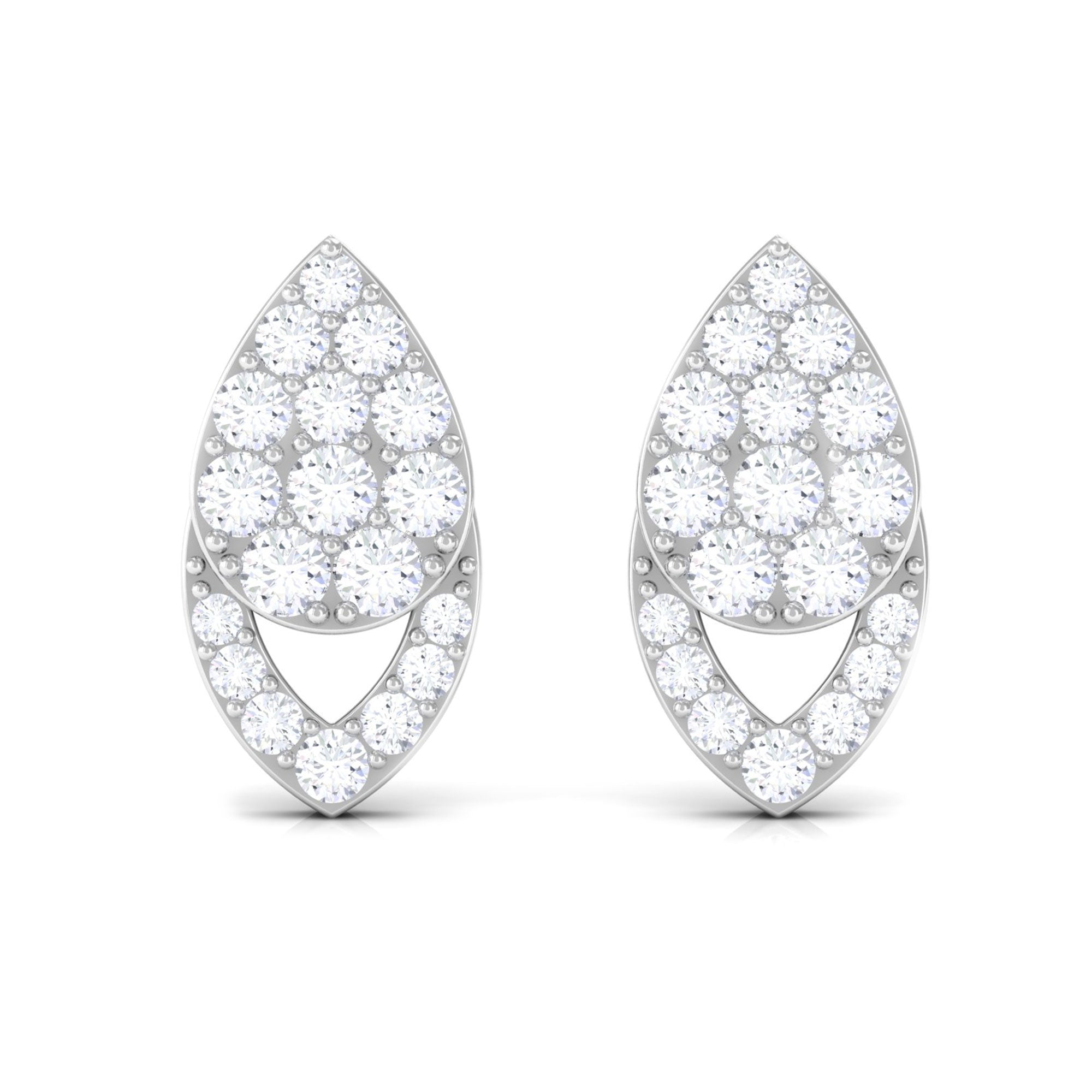 Round Cut Natural Diamond Unique Stud Earrings