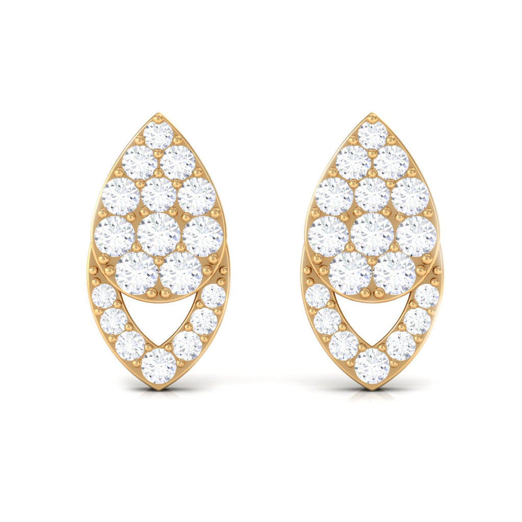 Round Cut Natural Diamond Unique Stud Earrings