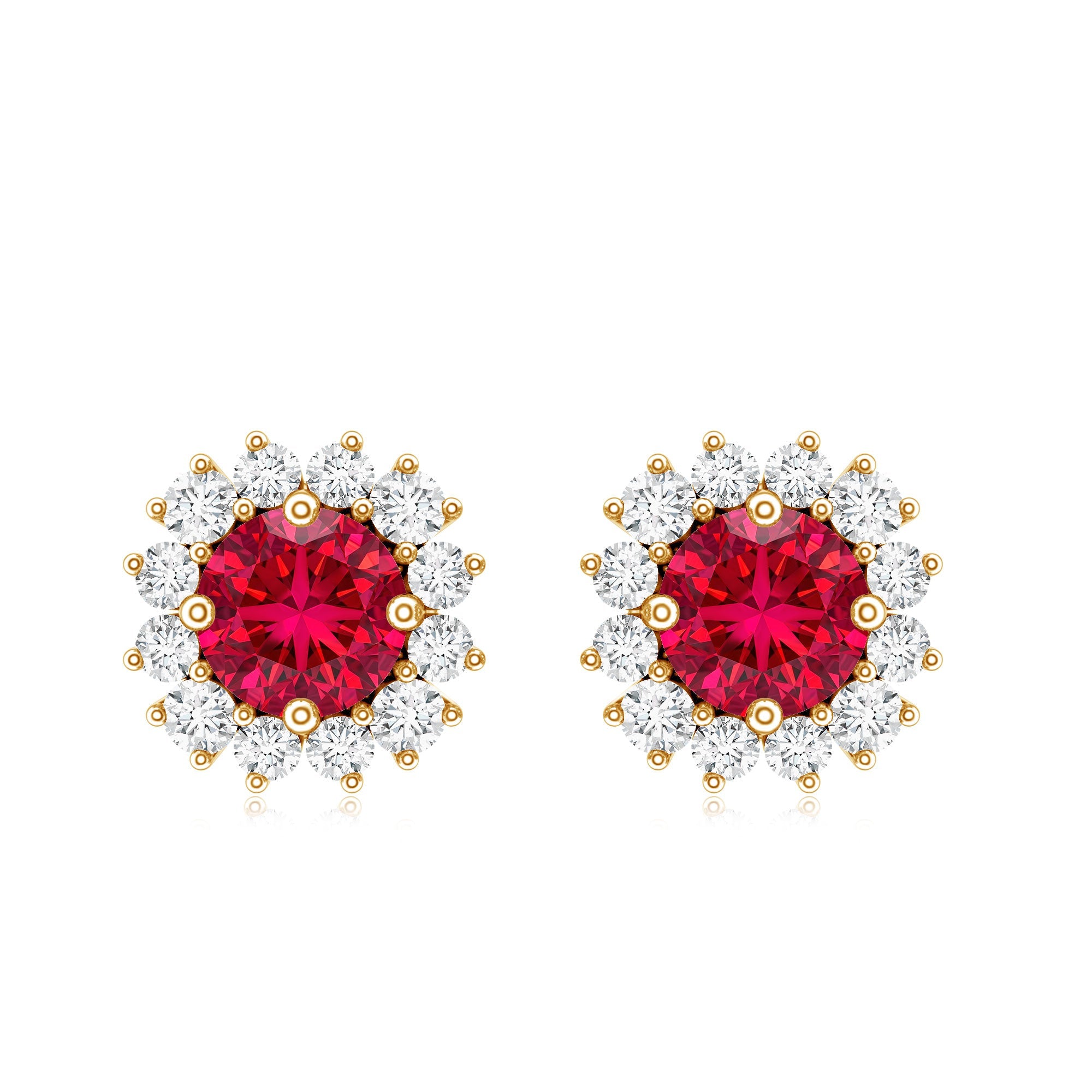 Lab Created Ruby and Diamond Everyday Stud Earrings for Women