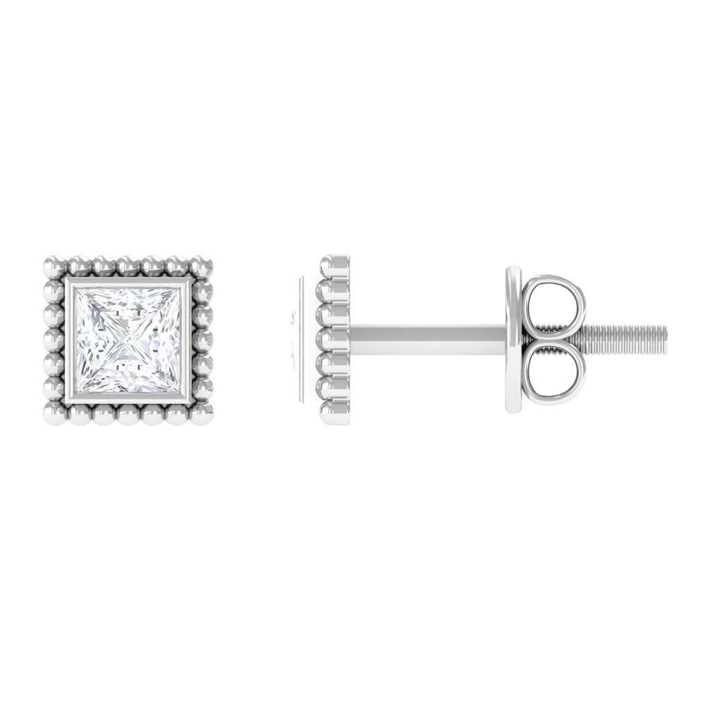 0.3 Carat Real Diamond Solitaire Beaded Stud Earrings