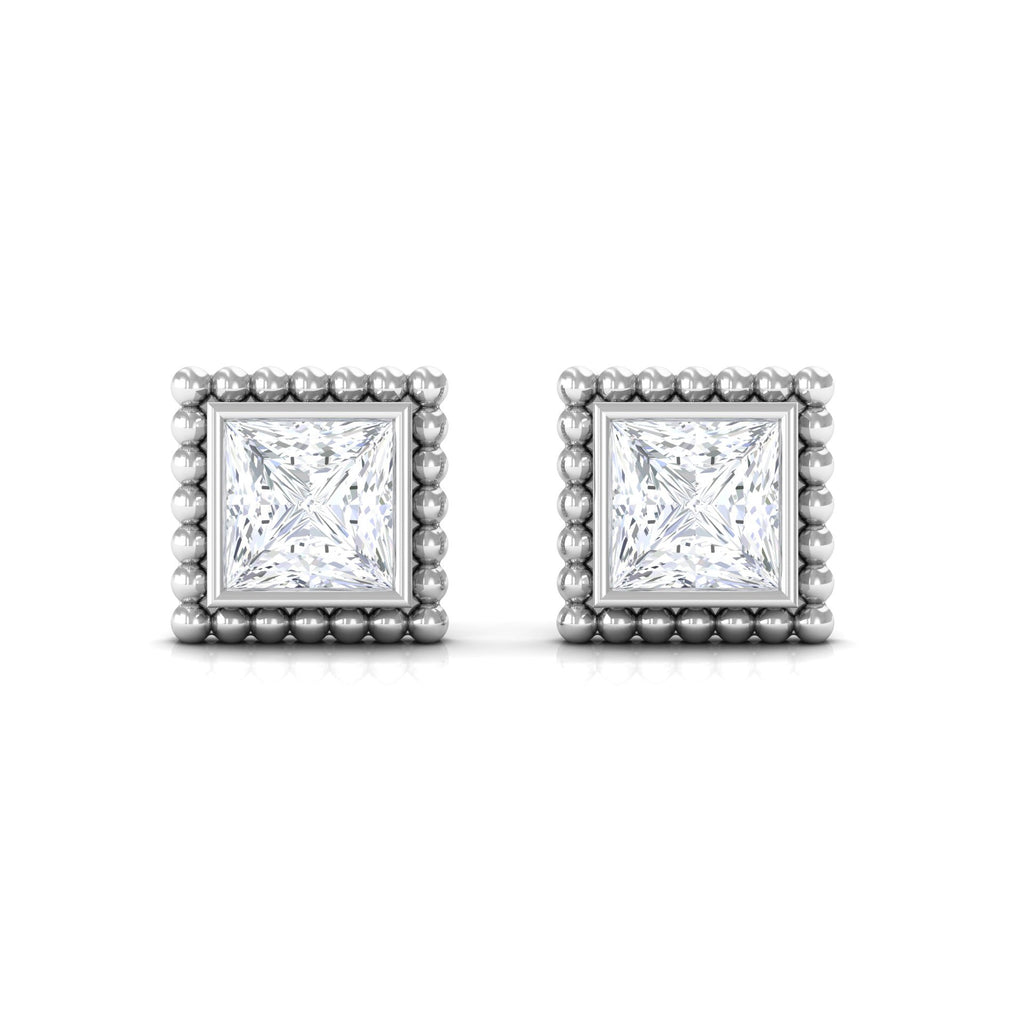 0.3 Carat Real Diamond Solitaire Beaded Stud Earrings