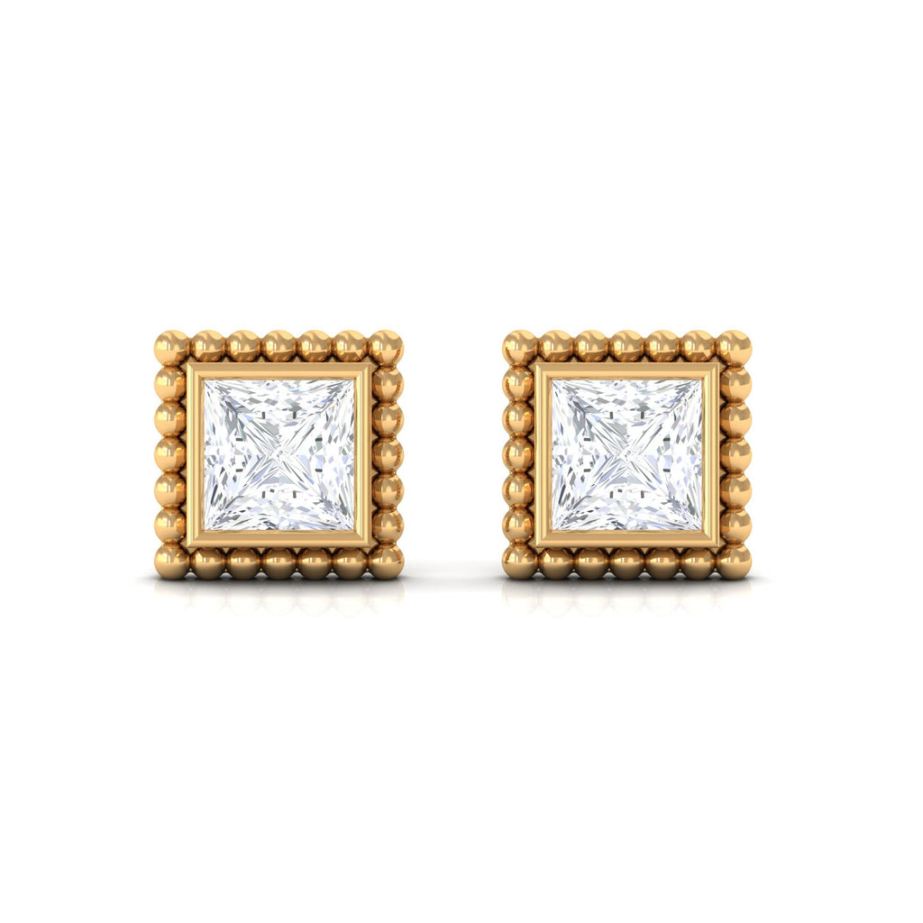 0.3 Carat Real Diamond Solitaire Beaded Stud Earrings