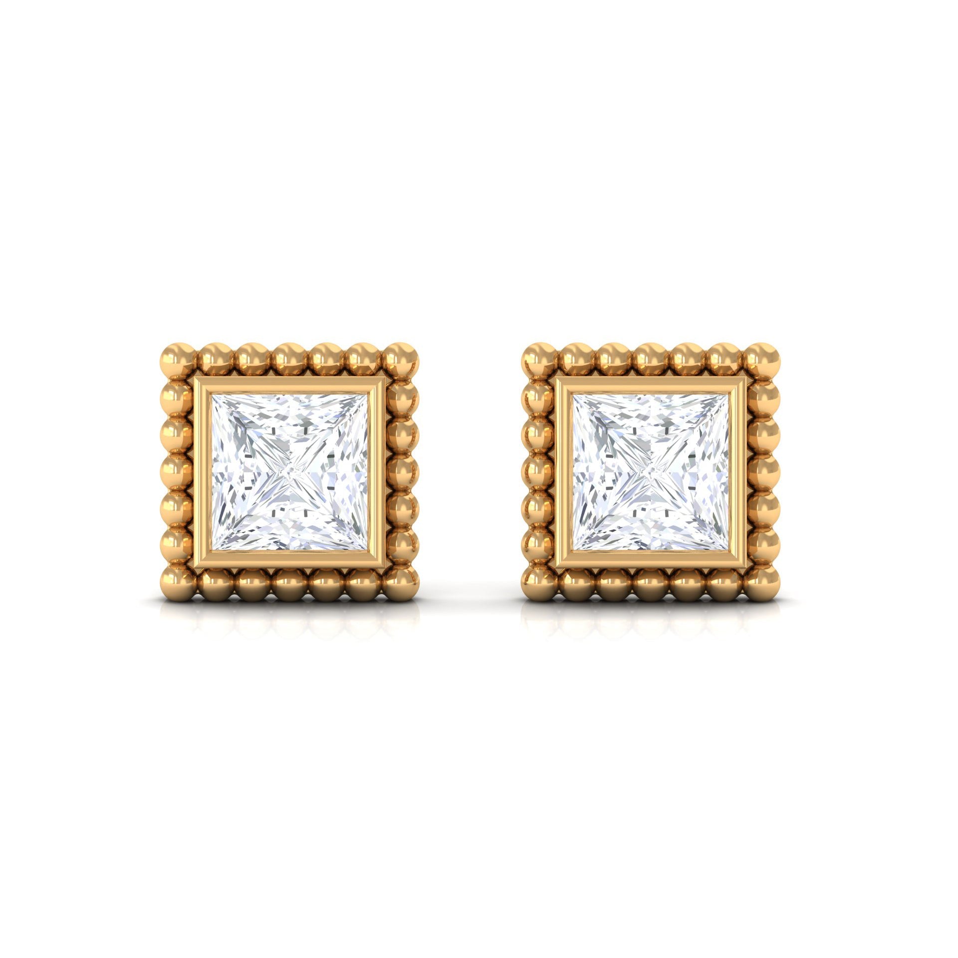 0.3 Carat Real Diamond Solitaire Beaded Stud Earrings