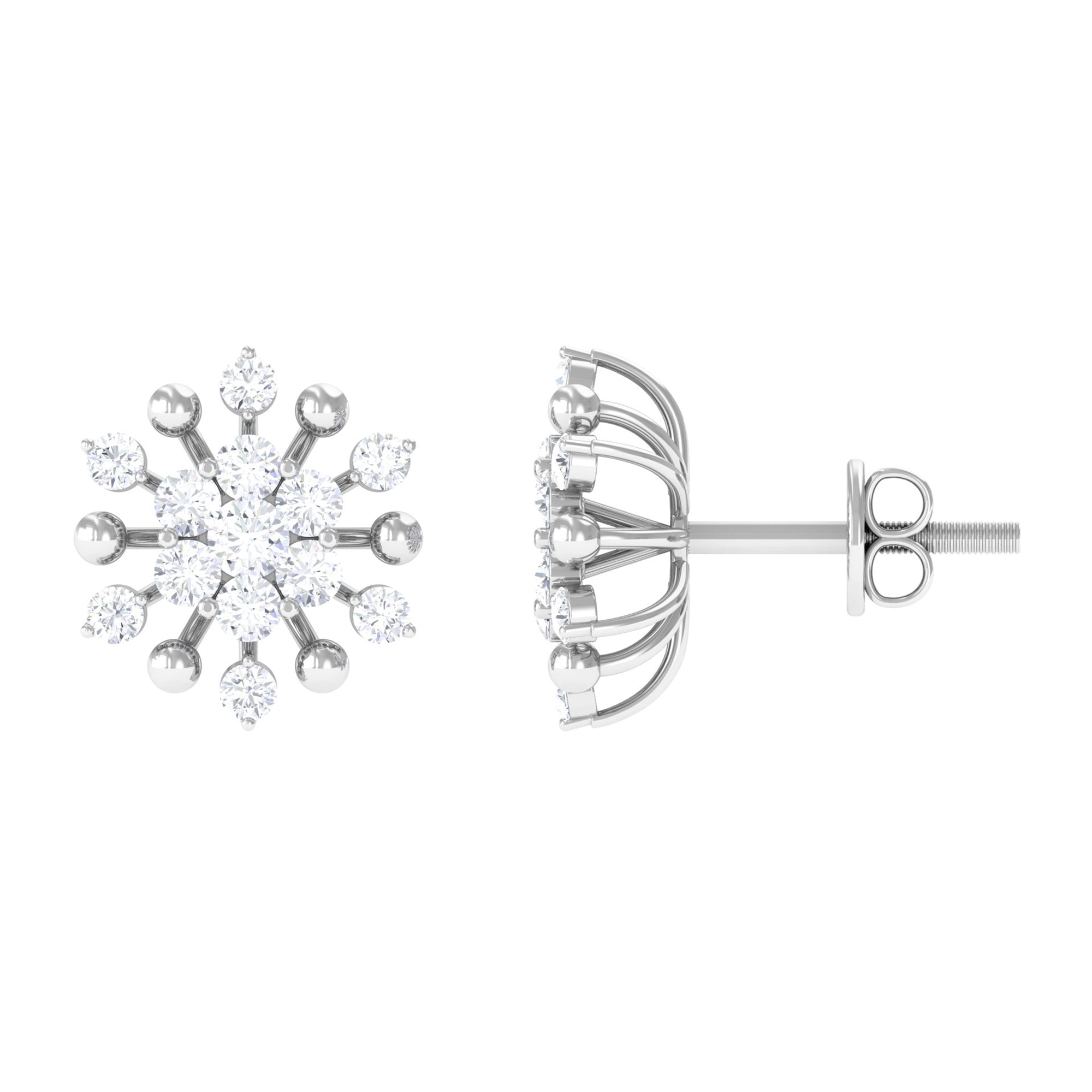 Moissanite Floral Cluster Stud Earrings