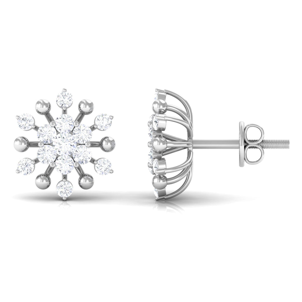 Moissanite Floral Cluster Stud Earrings