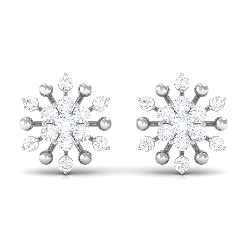 Moissanite Floral Cluster Stud Earrings