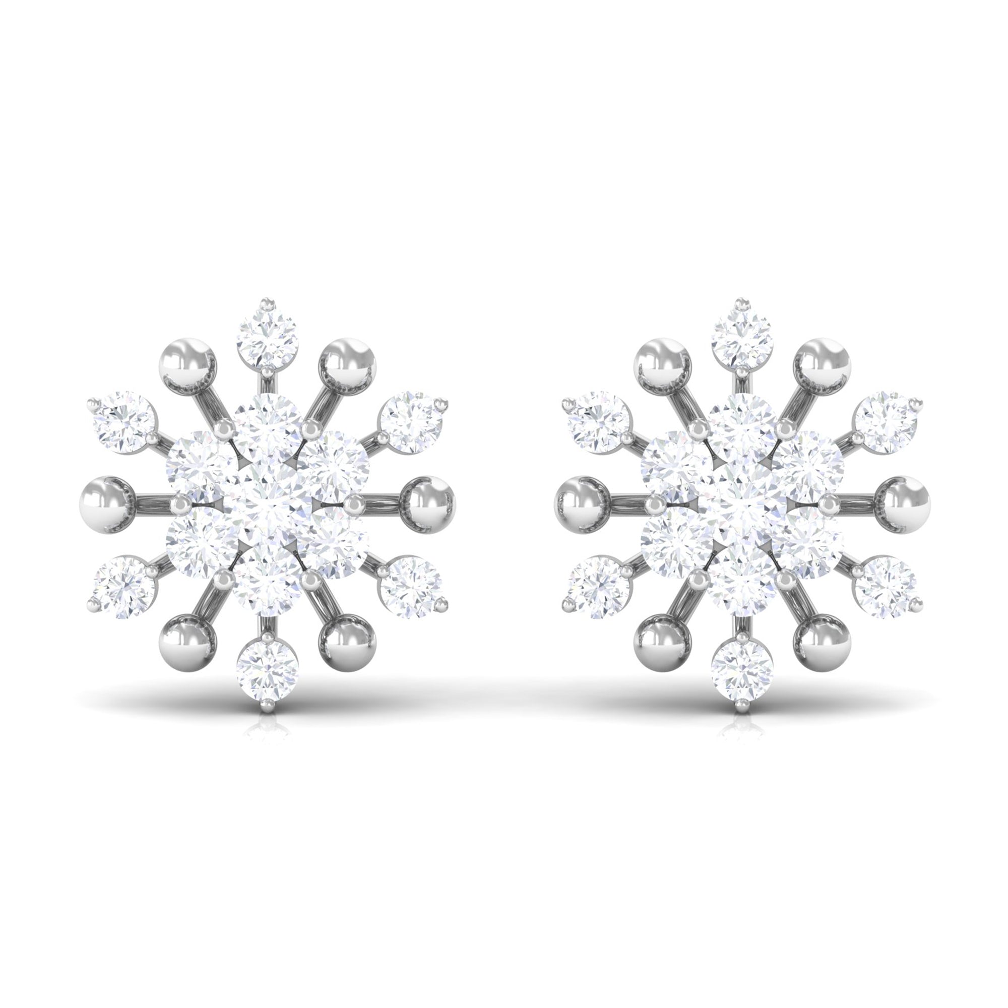 Moissanite Floral Cluster Stud Earrings