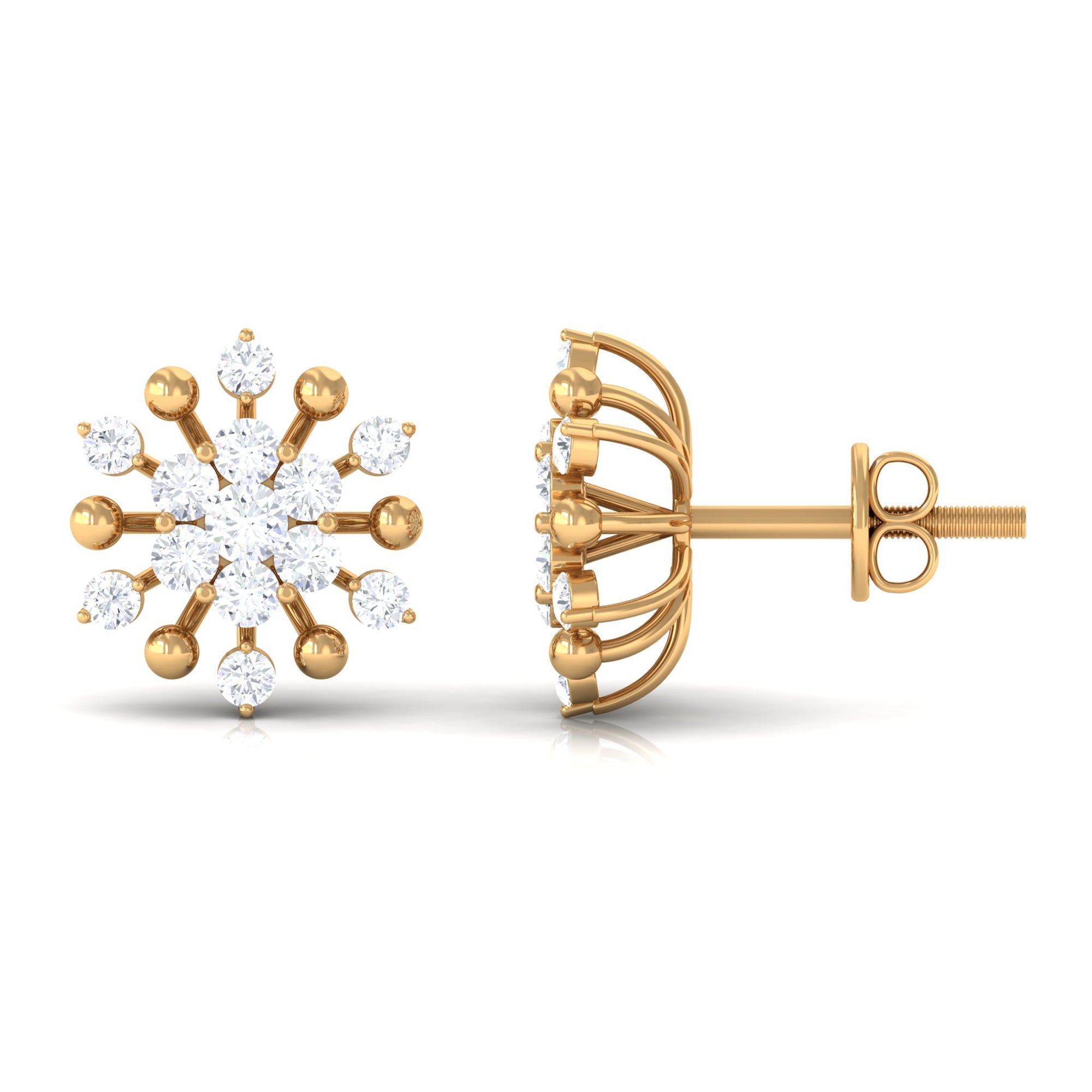 Moissanite Floral Cluster Stud Earrings
