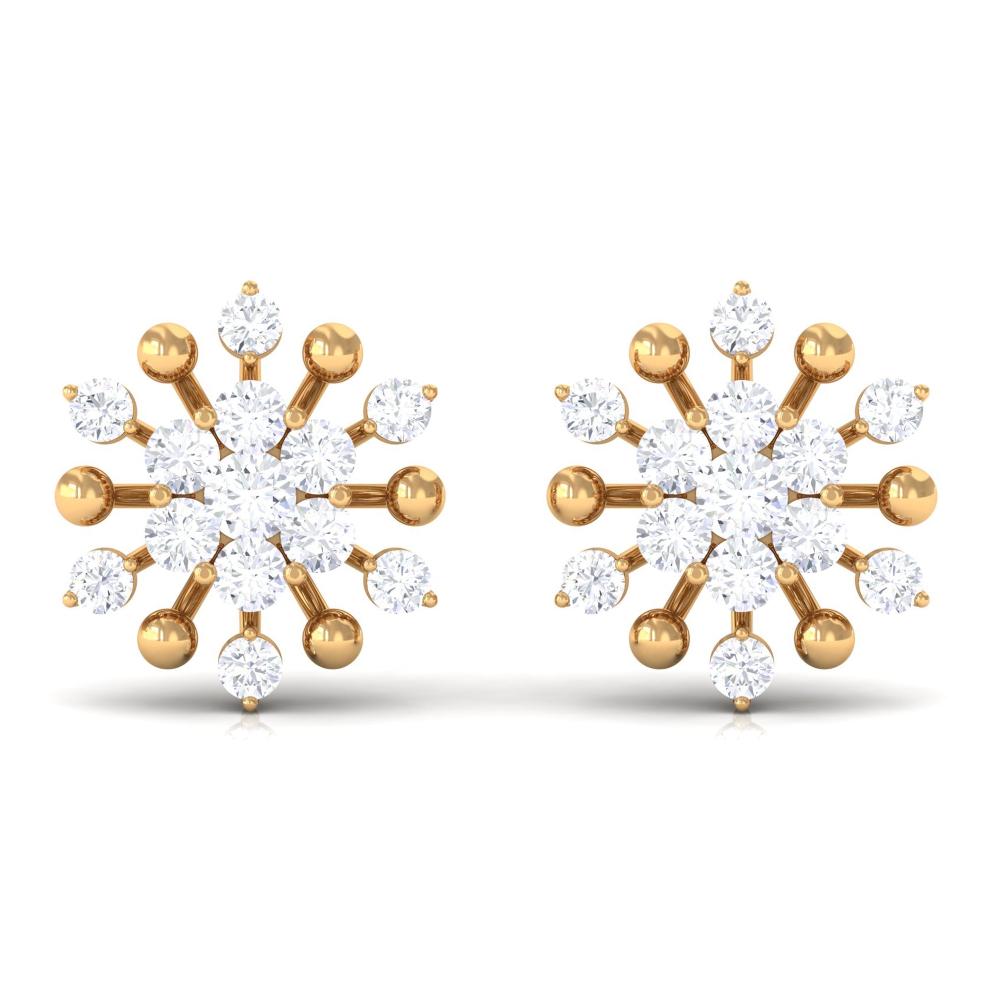 Moissanite Floral Cluster Stud Earrings