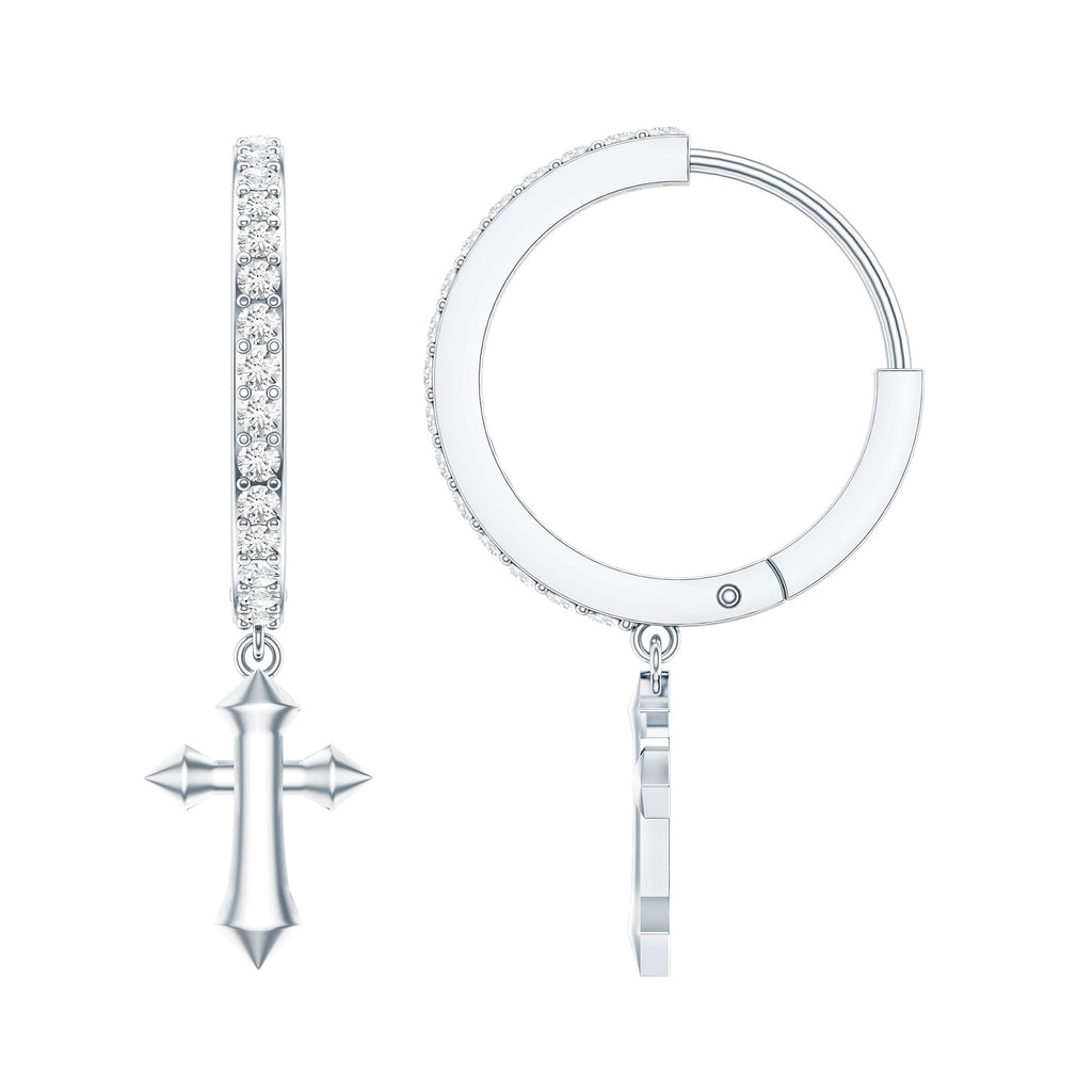 Certified Moissanite Cross Drop Earrings