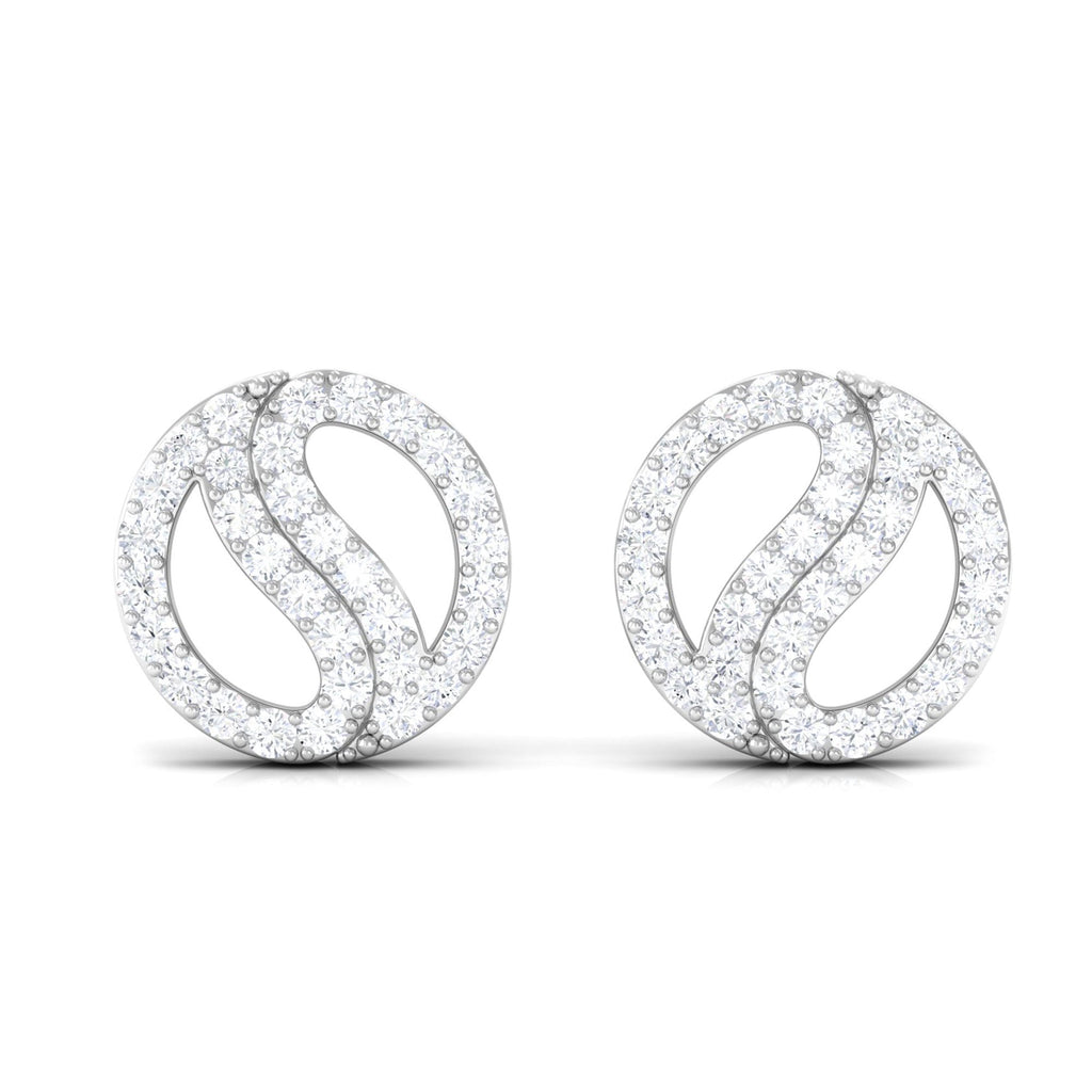 Classic Real Diamond Round Stud Earrings with Screw Back