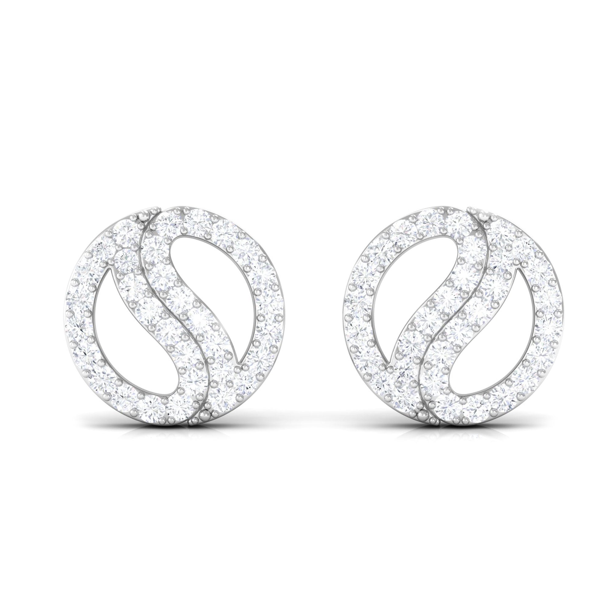 Classic Real Diamond Round Stud Earrings with Screw Back