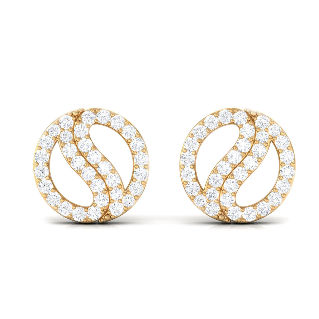 Classic Real Diamond Round Stud Earrings with Screw Back