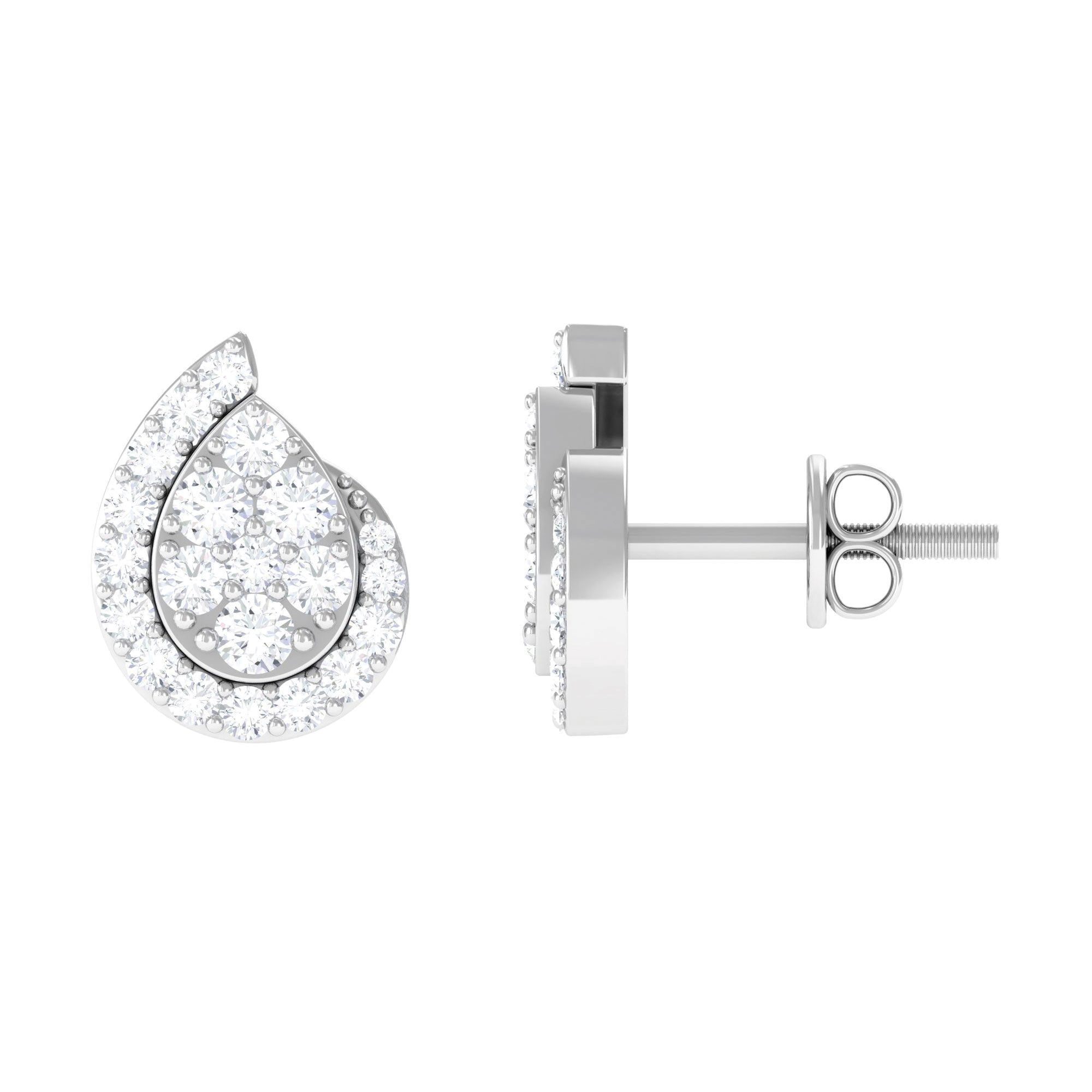 Real Diamond Designer Teardrop Stud Earrings