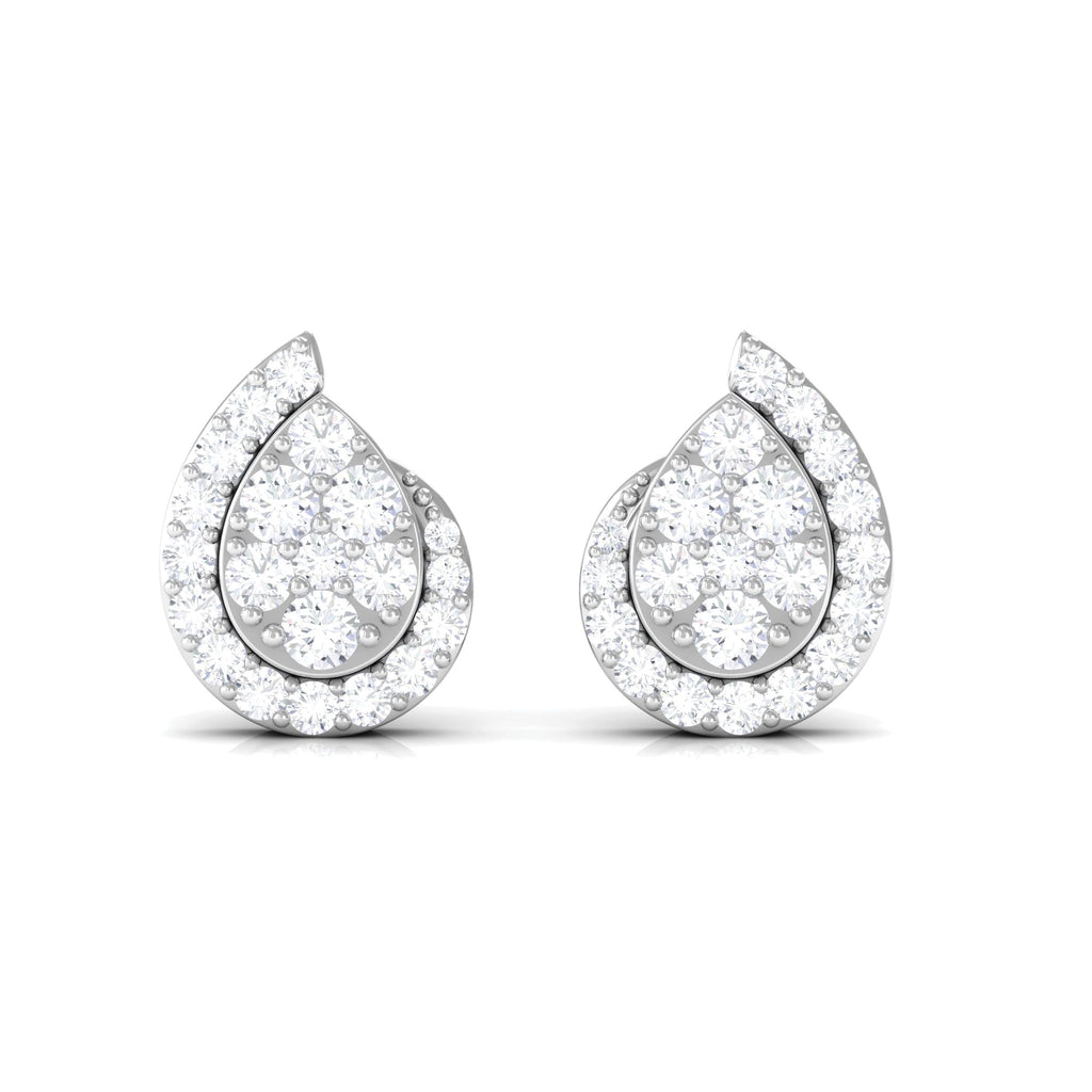Real Diamond Designer Teardrop Stud Earrings