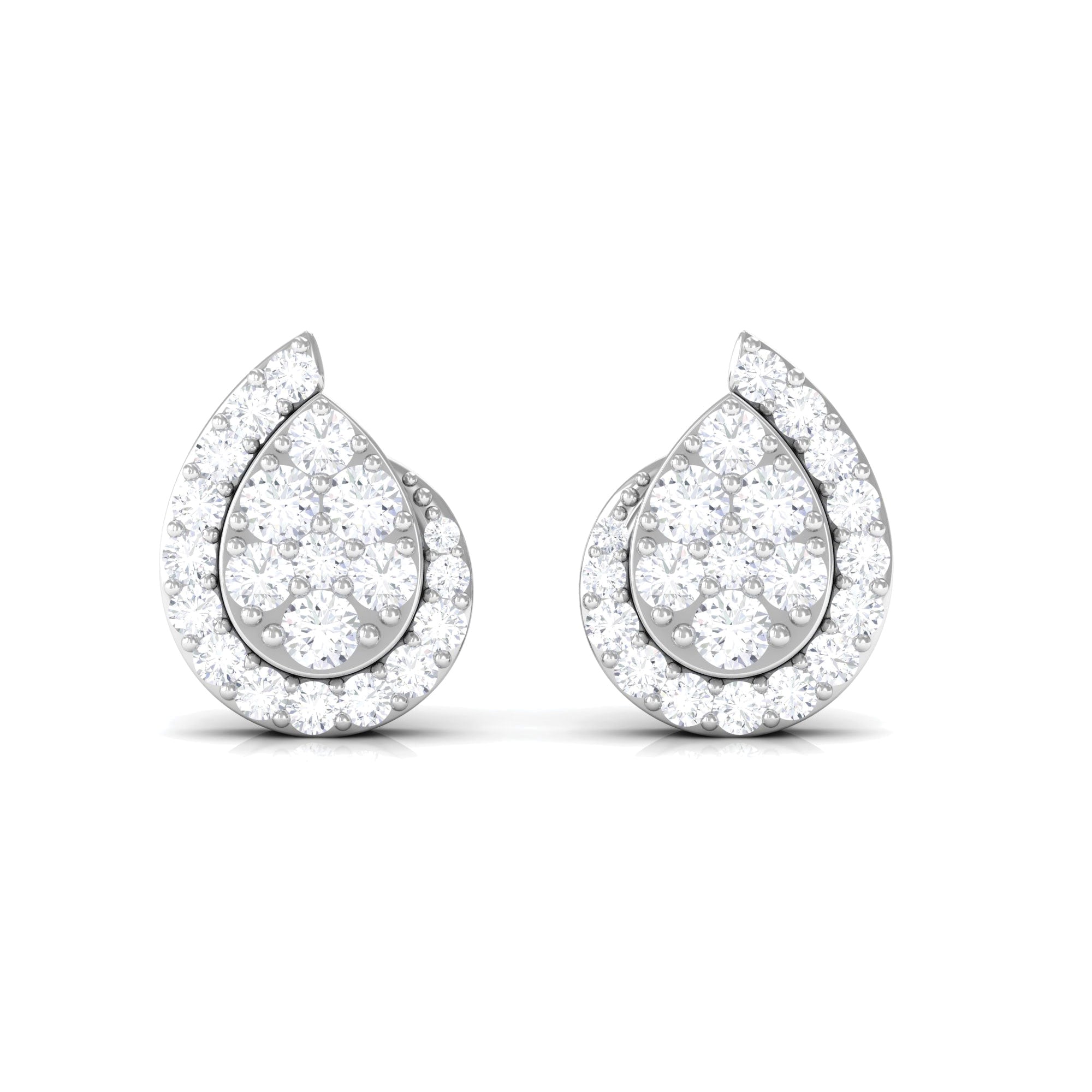 Real Diamond Designer Teardrop Stud Earrings