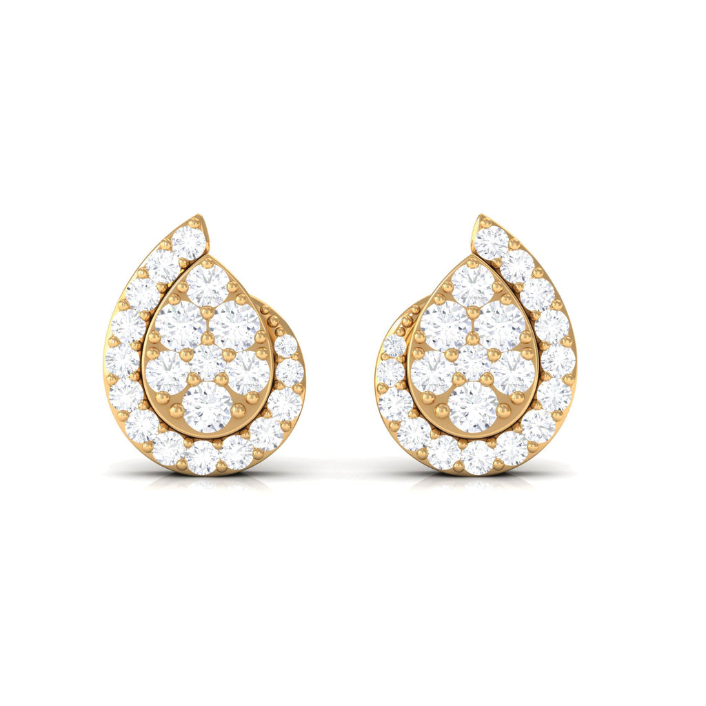 Real Diamond Designer Teardrop Stud Earrings