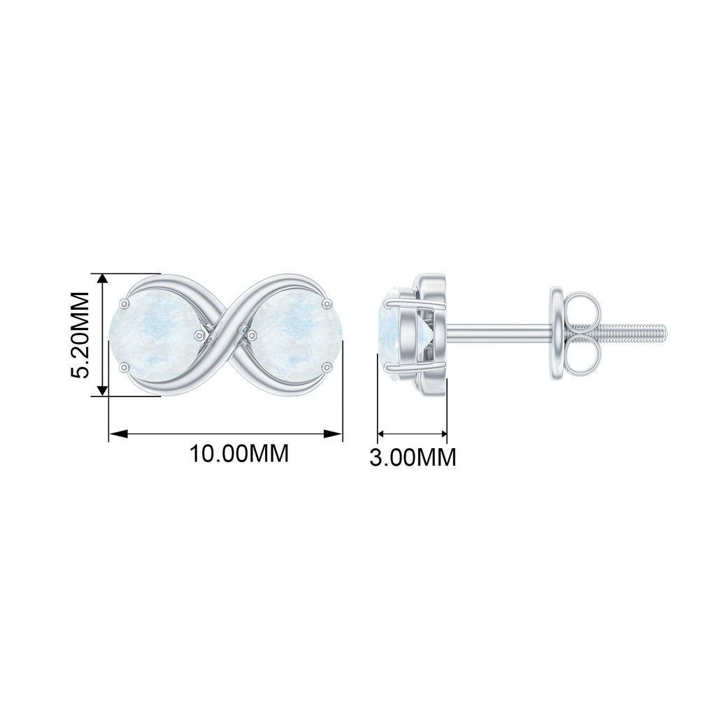 1.4 Carat Simple Moonstone Two Stone Infinity Stud Earrings