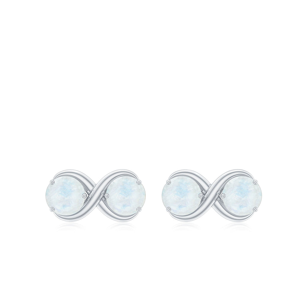 1.4 Carat Simple Moonstone Two Stone Infinity Stud Earrings