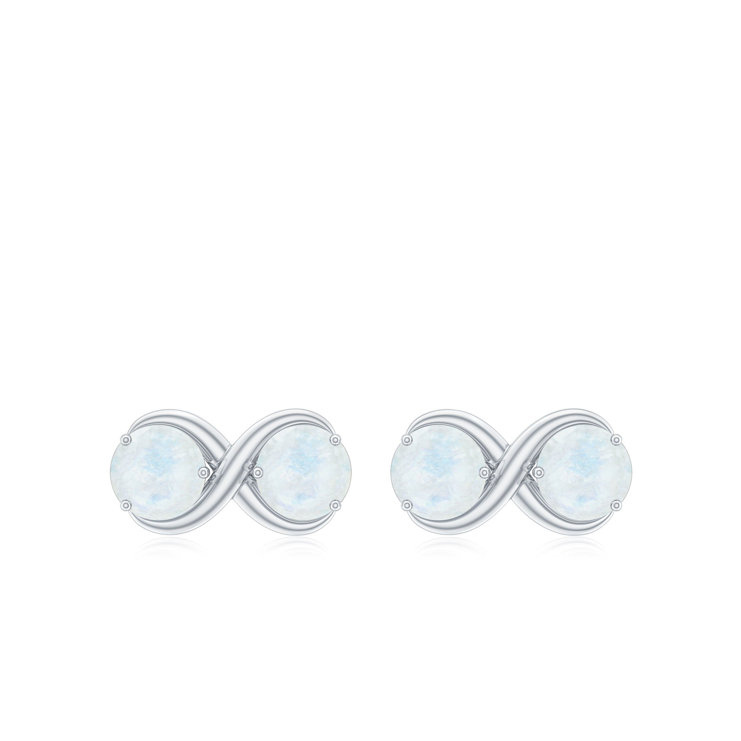 1.4 Carat Simple Moonstone Two Stone Infinity Stud Earrings