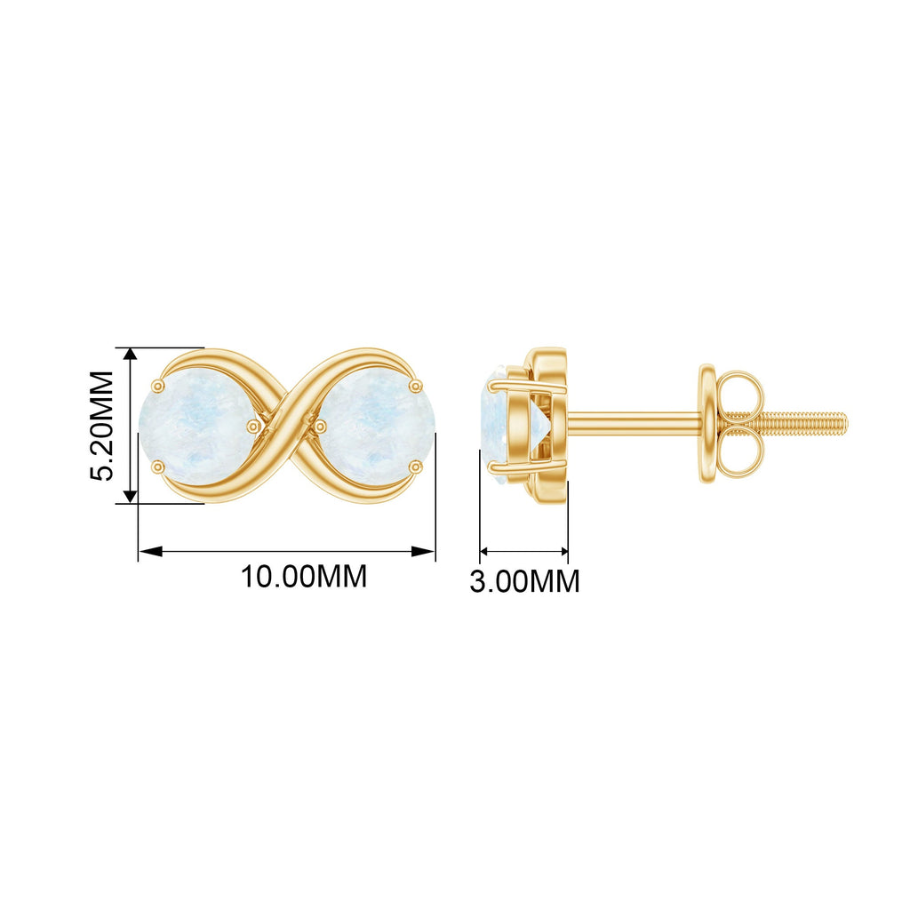 1.4 Carat Simple Moonstone Two Stone Infinity Stud Earrings