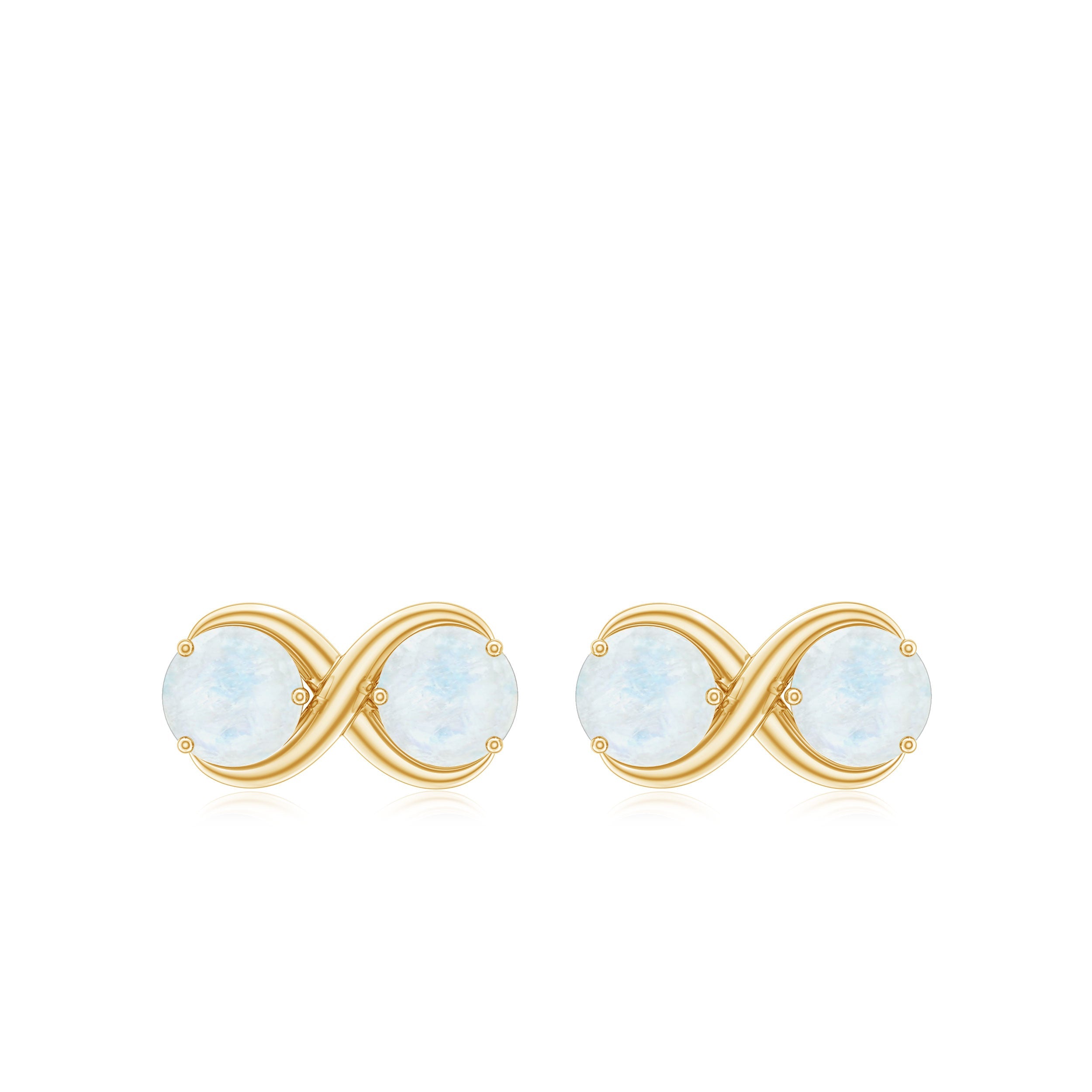 1.4 Carat Simple Moonstone Two Stone Infinity Stud Earrings
