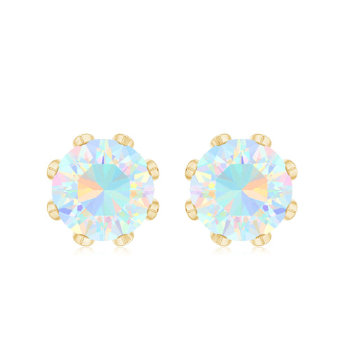 Certified Genuine Ethiopian Opal Flower Earrings with Diamond