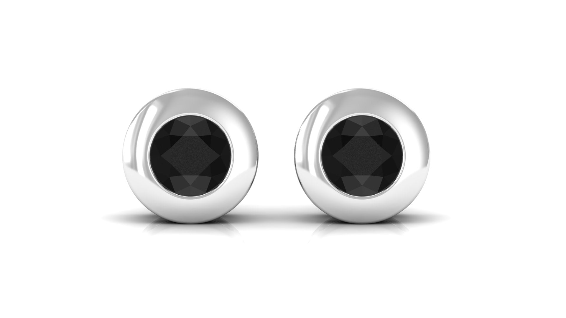 0.4 Carat Bezel Set Round Black Onyx Solitaire Stud Earrings