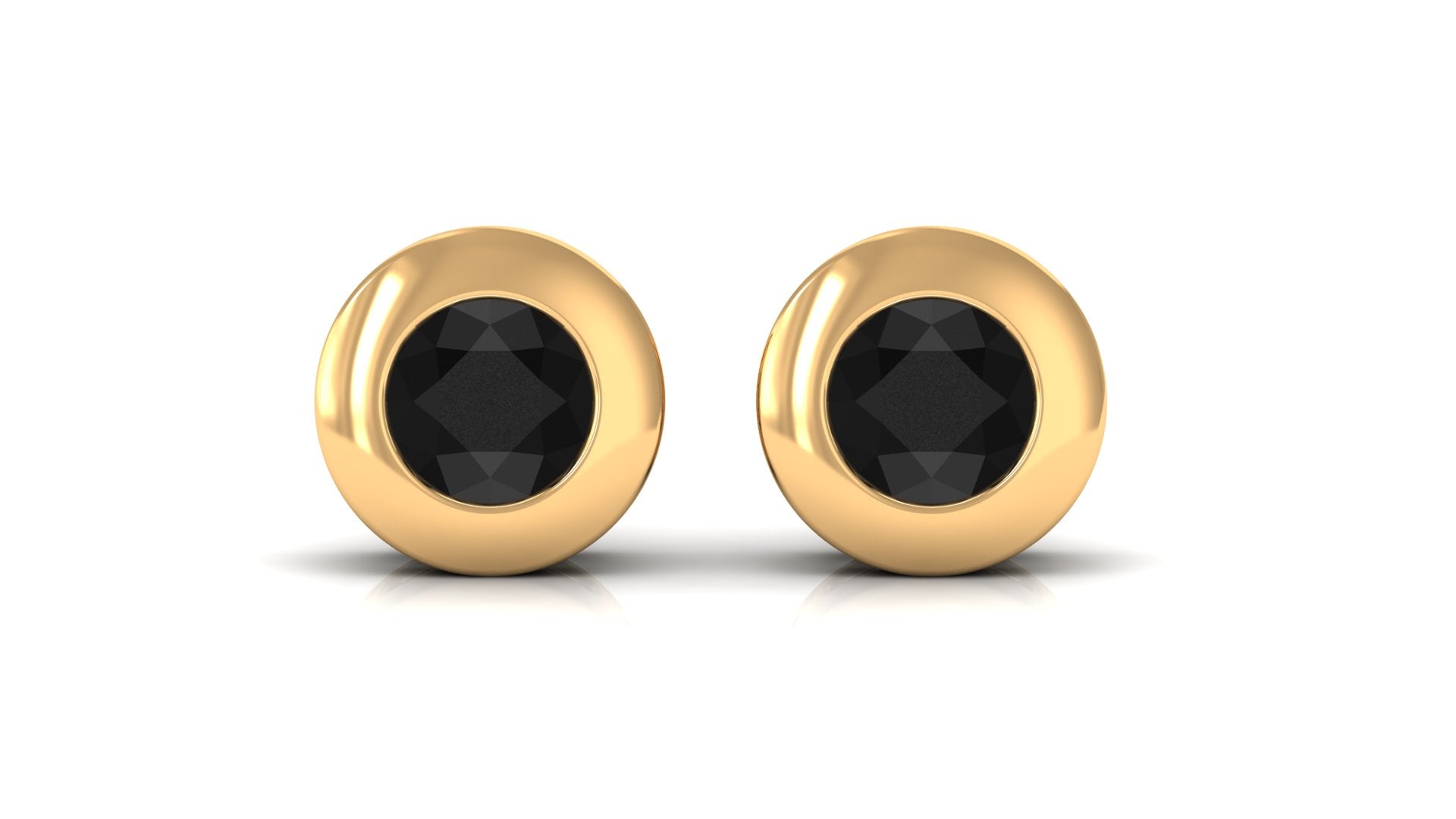 0.4 Carat Bezel Set Round Black Onyx Solitaire Stud Earrings