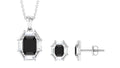 0.6 Carat Art Deco Black Onyx and Moissanite Pendant Earrings Set