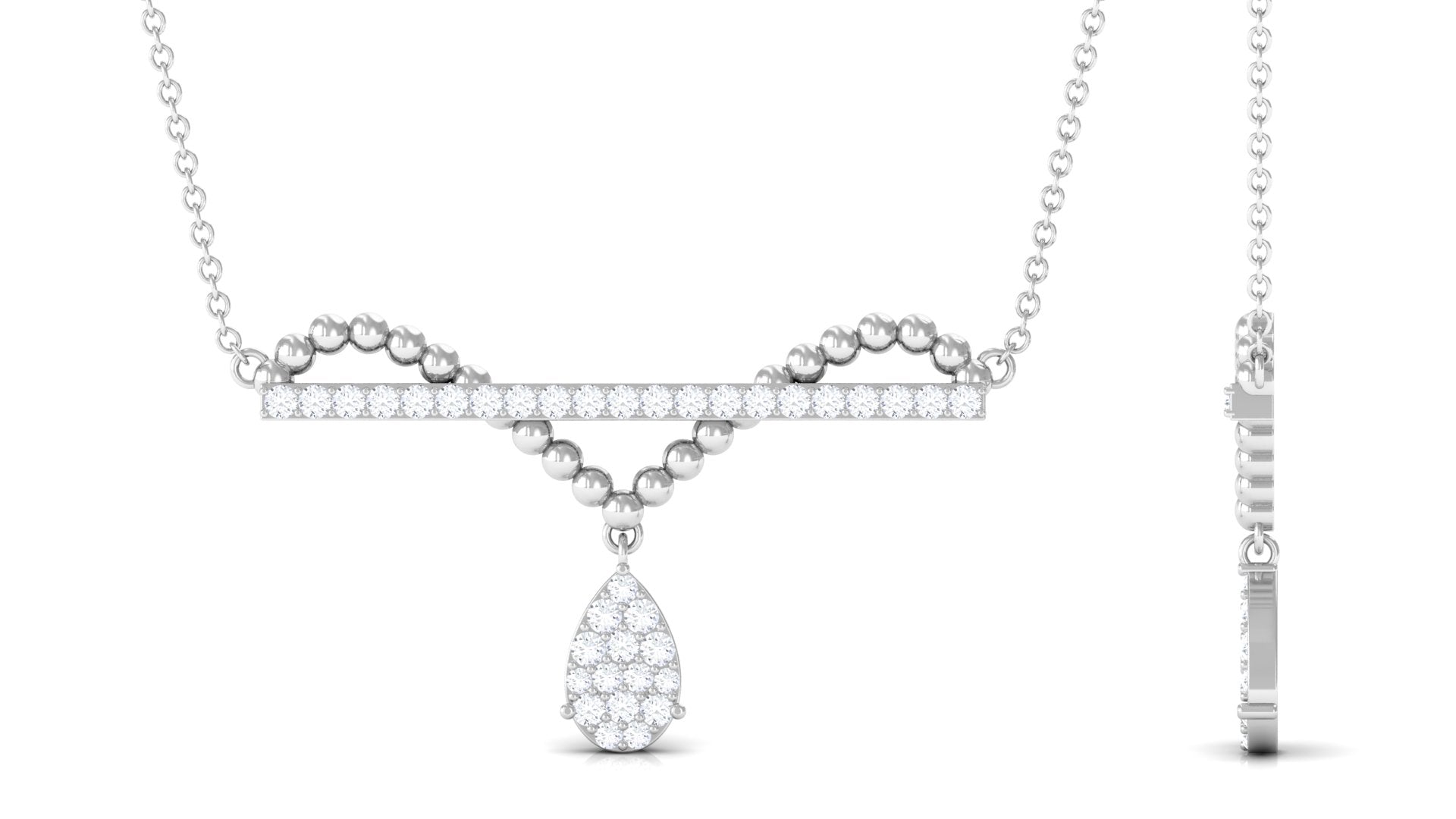 Designer Moissanite Bar Drop Necklace in Pave Setting