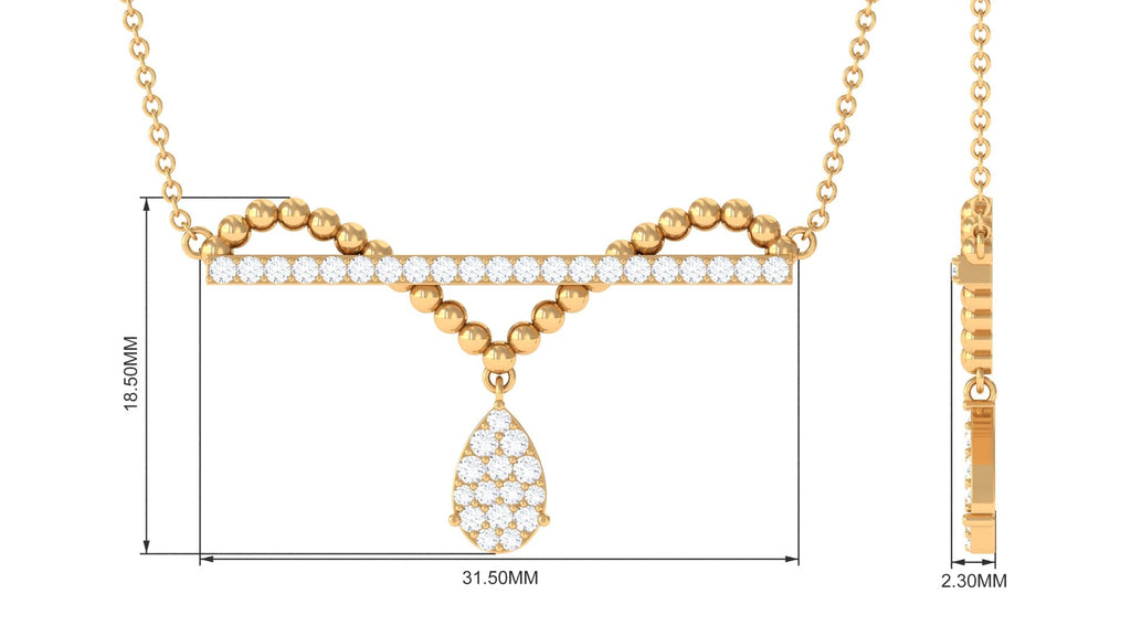 Designer Moissanite Bar Drop Necklace in Pave Setting