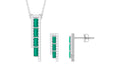 Baguette Cut Emerald Designer Bar Jewelry Set with Diamond