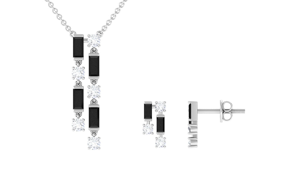 Real Black Onyx Diamond Designer Jewelry Set for Women