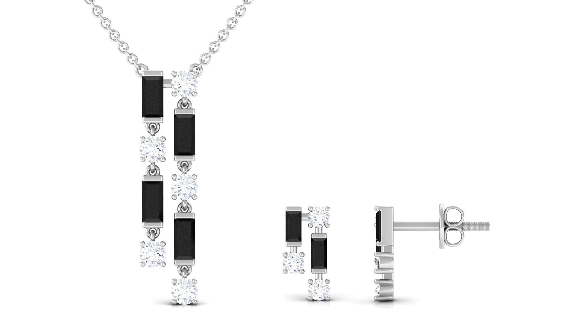 Real Black Onyx Diamond Designer Jewelry Set for Women