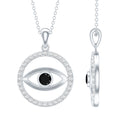 Black Onyx Evil Eye Pendant with Moissanite Eternity Circle