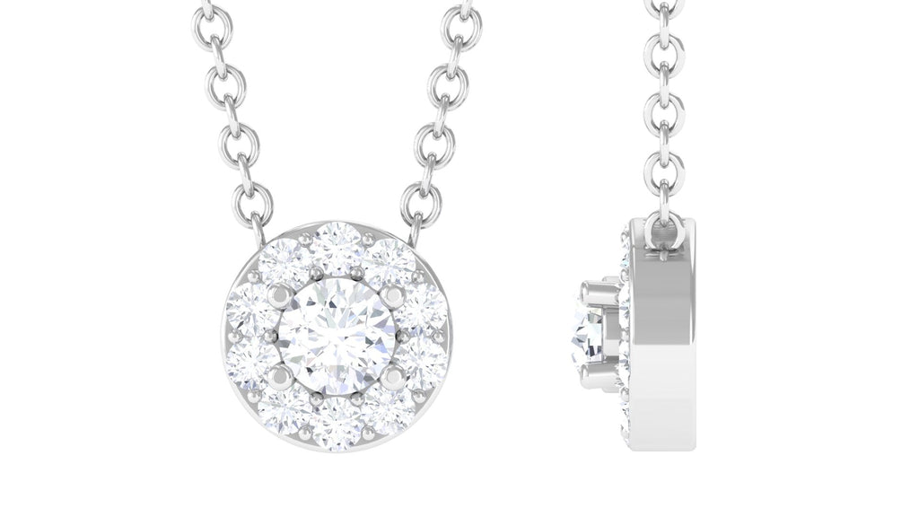Certified Moissanite Minimalist Halo Necklace