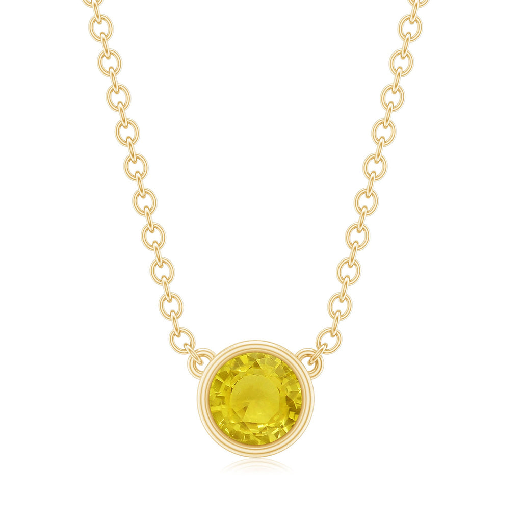 Round Cut 0.3 Carat Yellow Sapphire Bezel Set Necklace