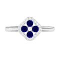 Blue Sapphire Cluster Ring with Diamond Accent