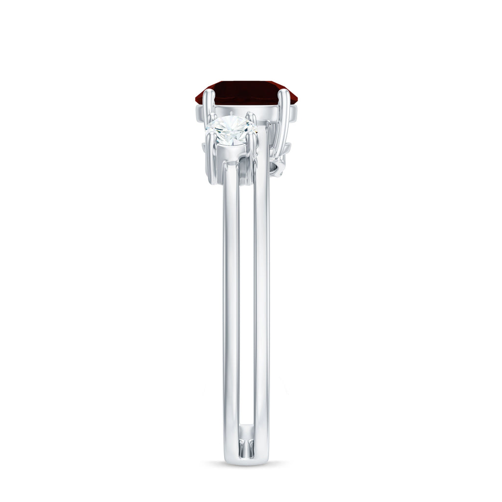 Genuine 2.3 Carat Garnet Diamond Double Band Engagement Ring
