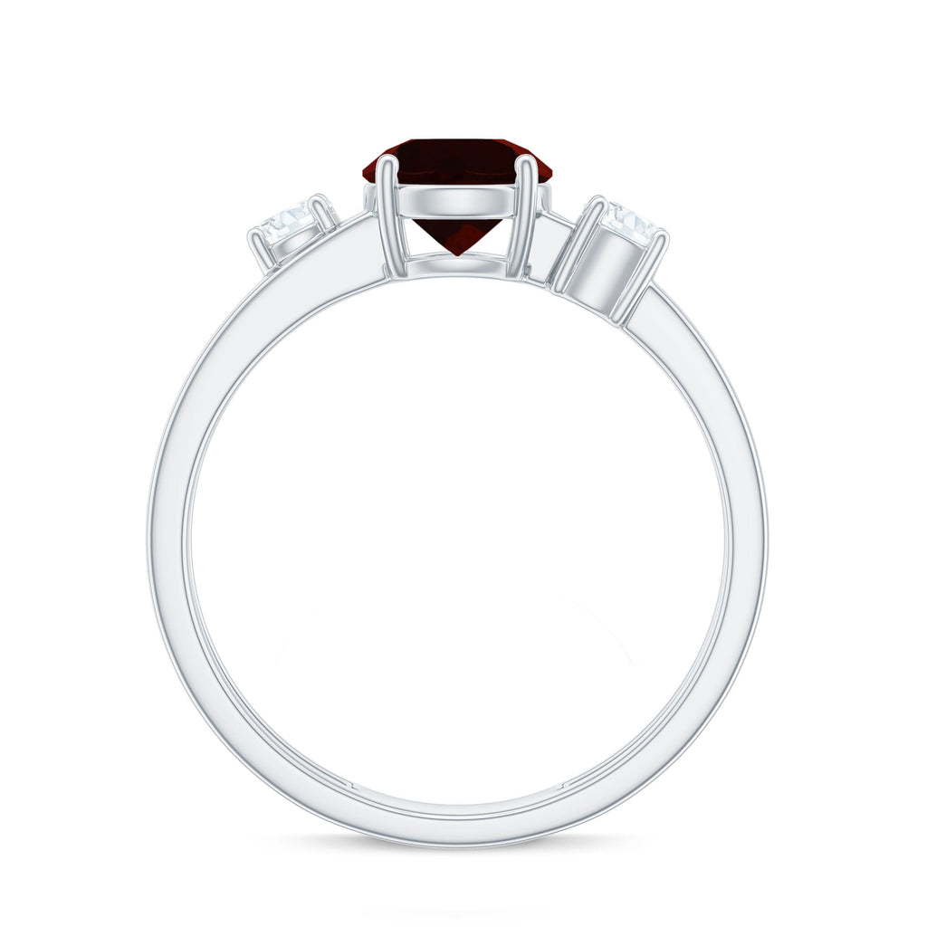 Genuine 2.3 Carat Garnet Diamond Double Band Engagement Ring