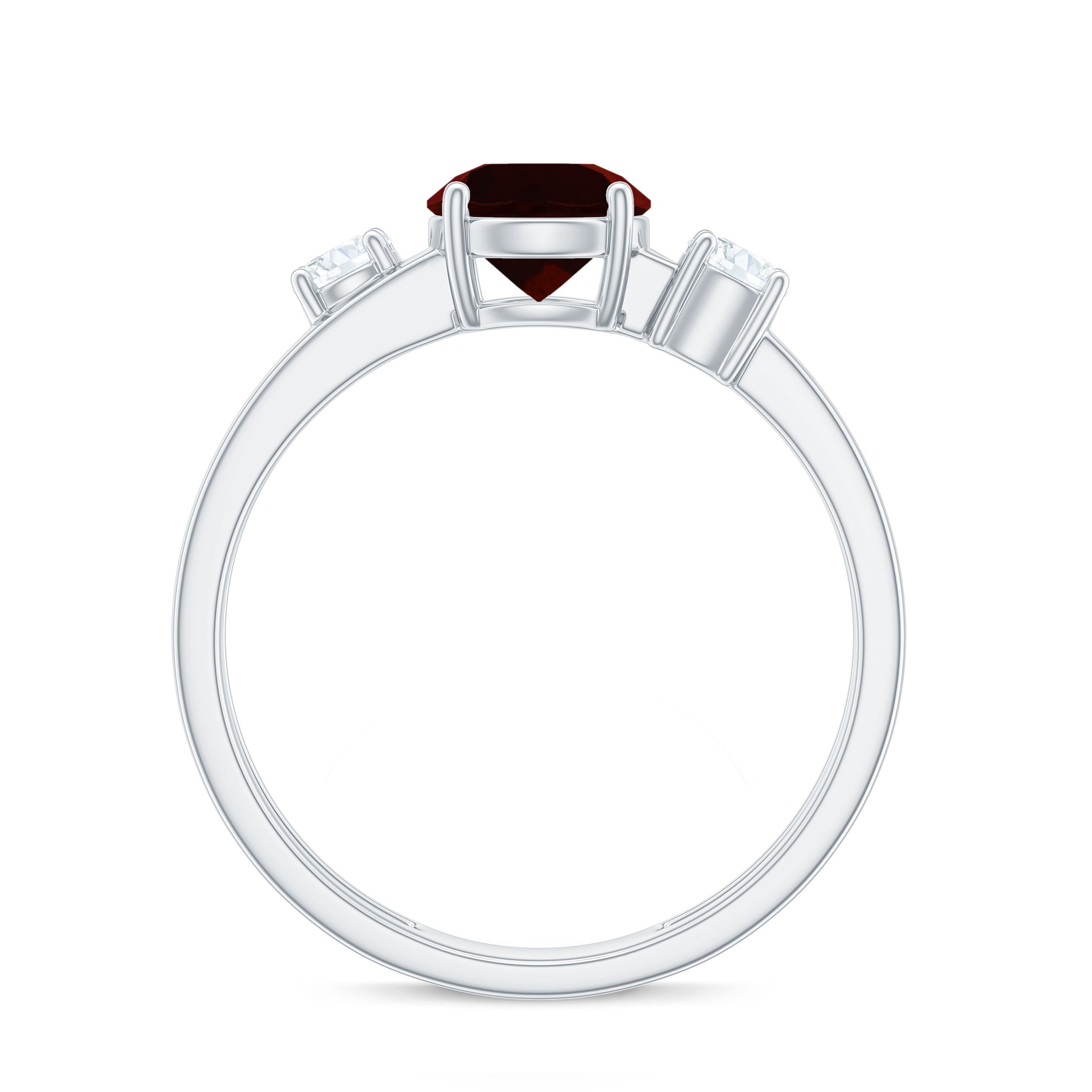 Genuine 2.3 Carat Garnet Diamond Double Band Engagement Ring