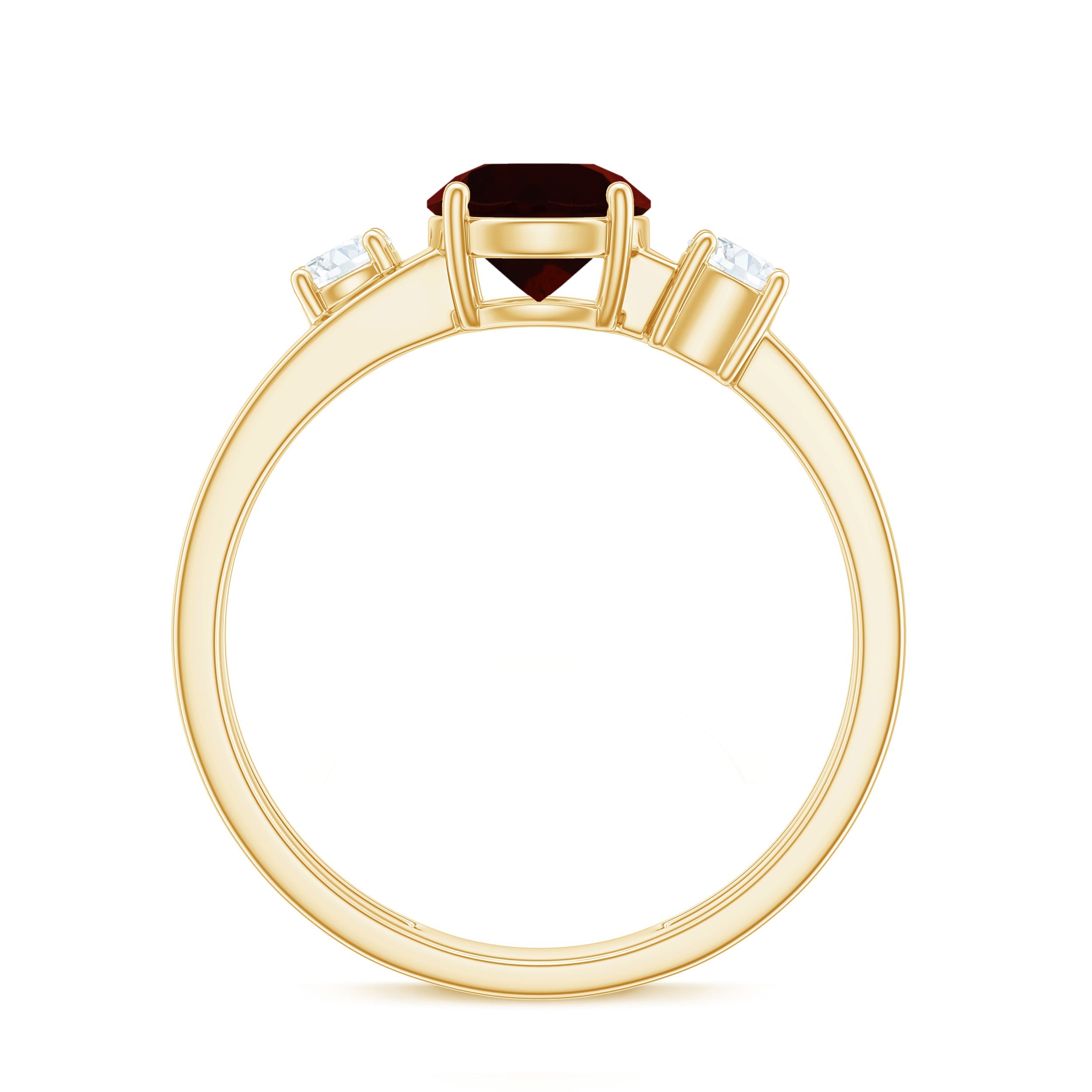 Genuine 2.3 Carat Garnet Diamond Double Band Engagement Ring