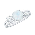 0.3 Carat Moonstone Solitaire Double Band Ring with Diamond